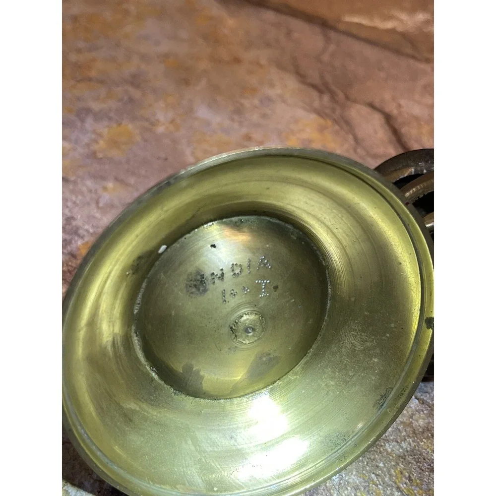 Vintage Brass Bell with matching Base.  Made in India.
